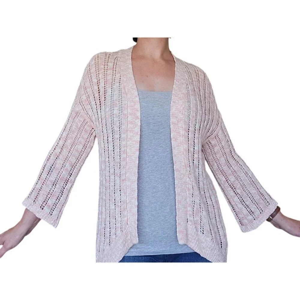 Lane Bryant Open Front Marl Cardigan Peach White Womens Size 14/16 Spring Casual